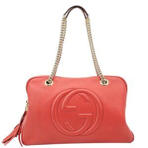 Gucci  Soho Leather Chain Zip Shoulder Bag Red 353126